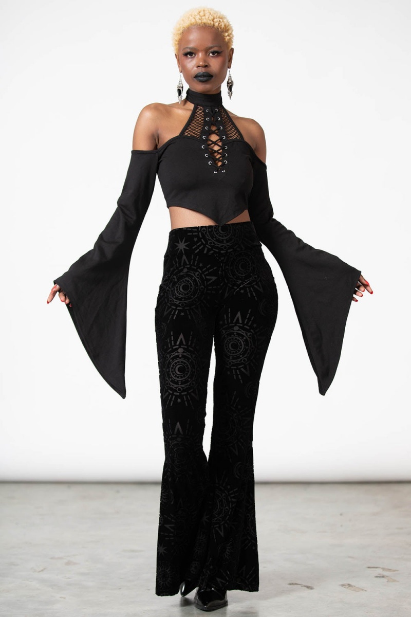 Killstar Evil Eye Burnout Bell Bottom Negros | 89415-ZNDB