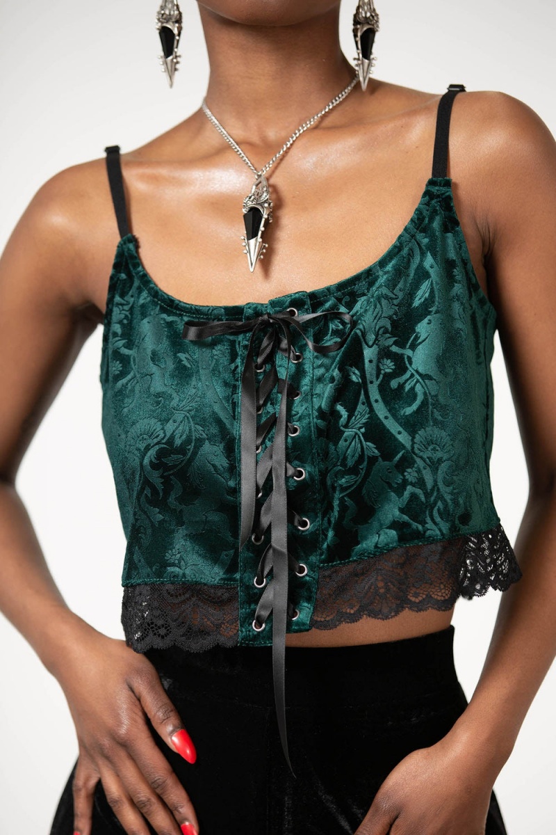 Killstar Fabled Tank Top [EMERALD] Verdes | 74103-ZPRM