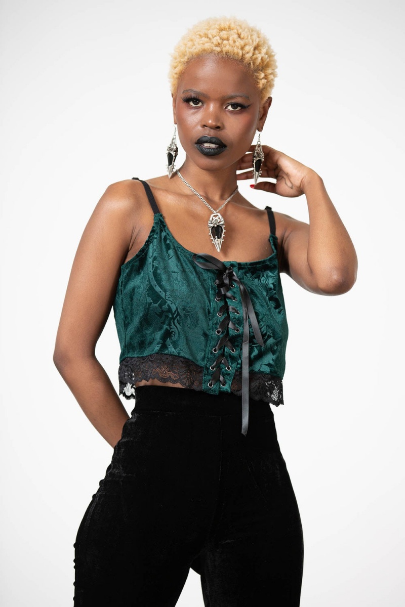 Killstar Fabled Tank Top [EMERALD] Verdes | 74103-ZPRM