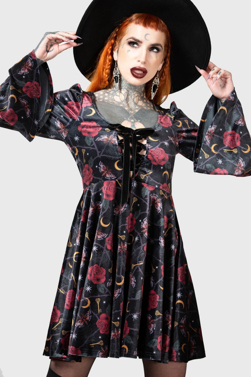 Killstar Fabulina Vestido Negros | 40873-VBZN