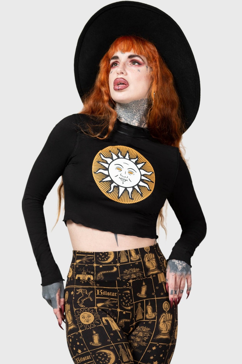Killstar Fading Light Long Sleeve Top Negros | 80379-LIQC