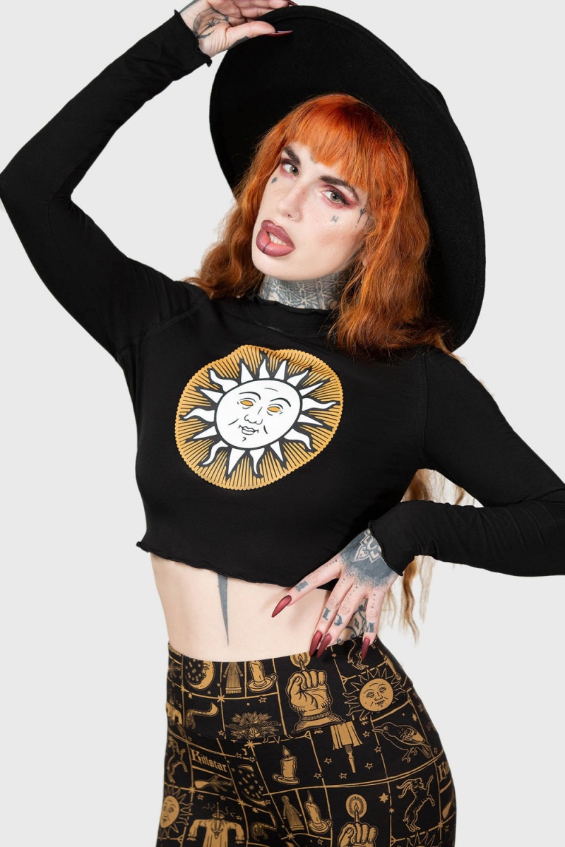 Killstar Fading Light Long Sleeve Top Negros | 80379-LIQC