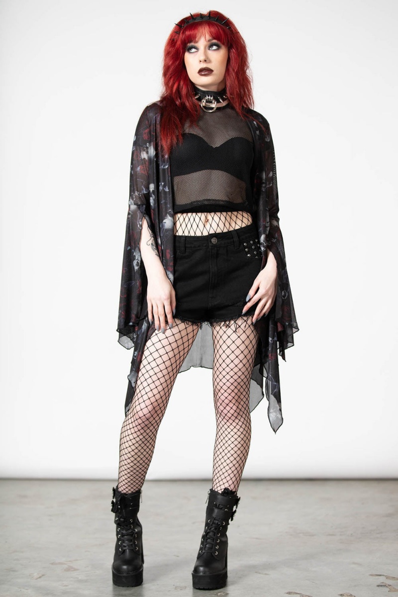 Killstar Fairy Moss Mesh Cover Up Negros | 17026-OKCM