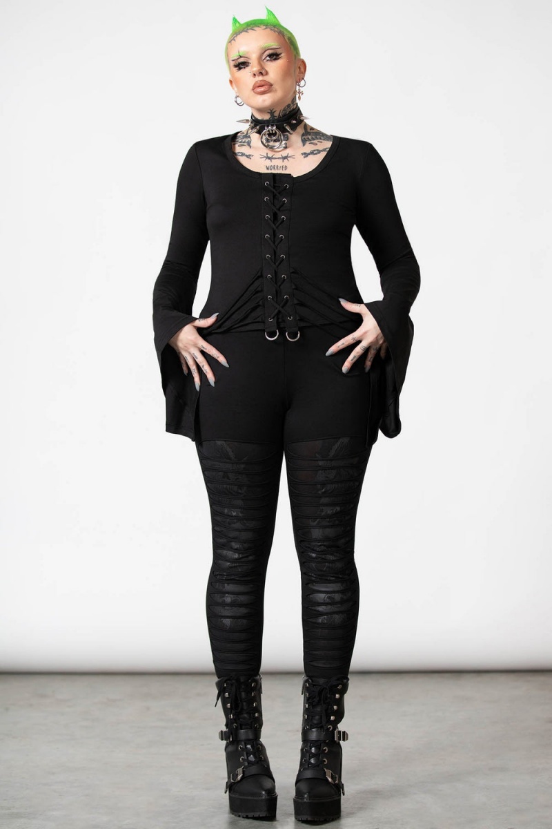 Killstar Faith Long Sleeve Top Negros | 45867-JAVP