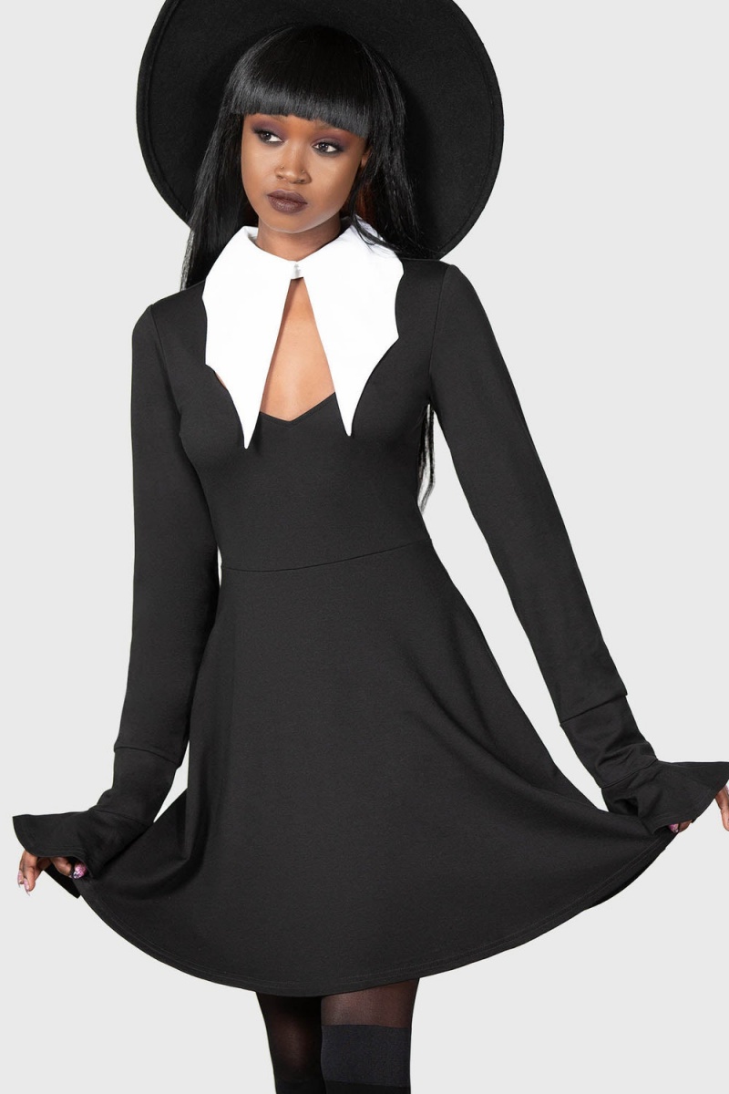 Killstar Fall From Grace II Skater Vestido Negros | 57469-ZHMO