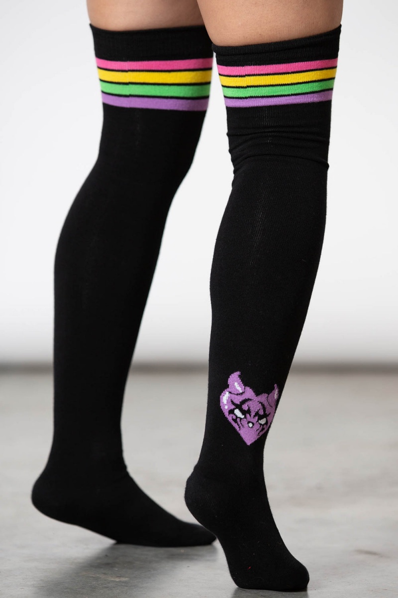 Killstar Fantasy Thigh-High Socks Negros | 74205-RJAE