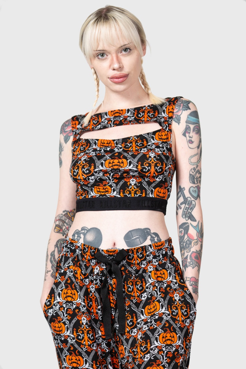 Killstar Fascinate Crop Top Negros | 40637-FKSA
