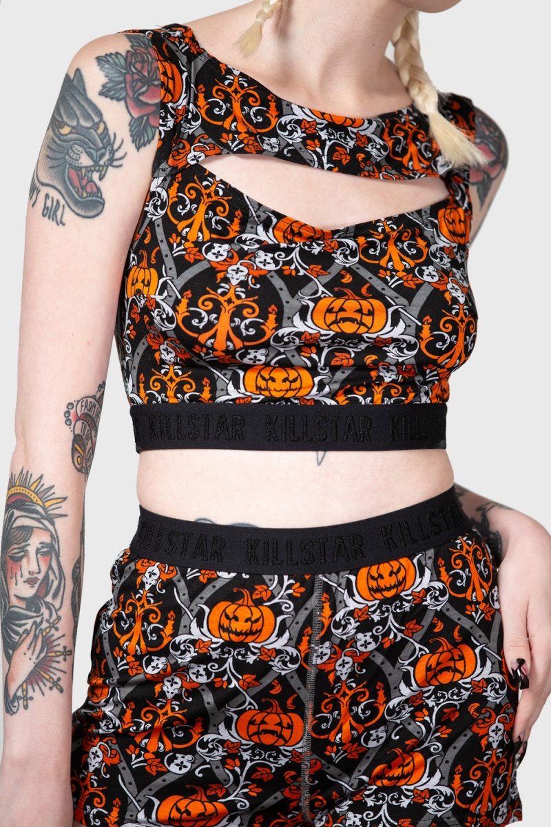 Killstar Fascinate Crop Top Negros | 63208-QDAX