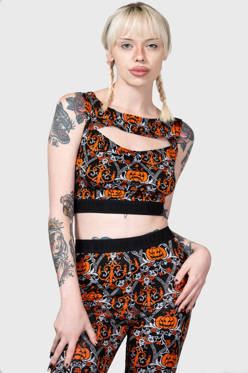 Killstar Fascinate Crop Top Negros | 63208-QDAX