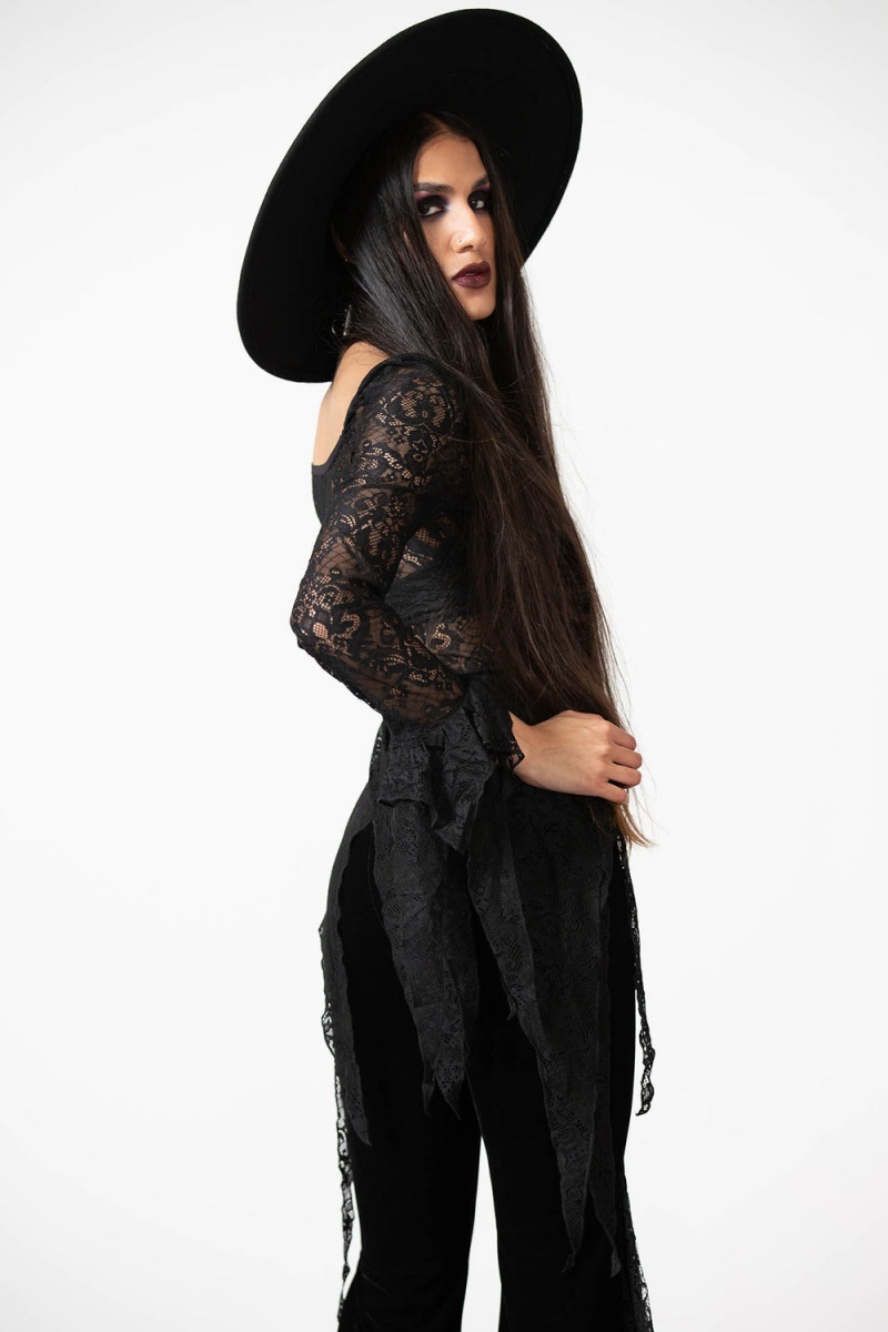 Killstar Faythe Encaje Top Negros | 91473-ECDJ