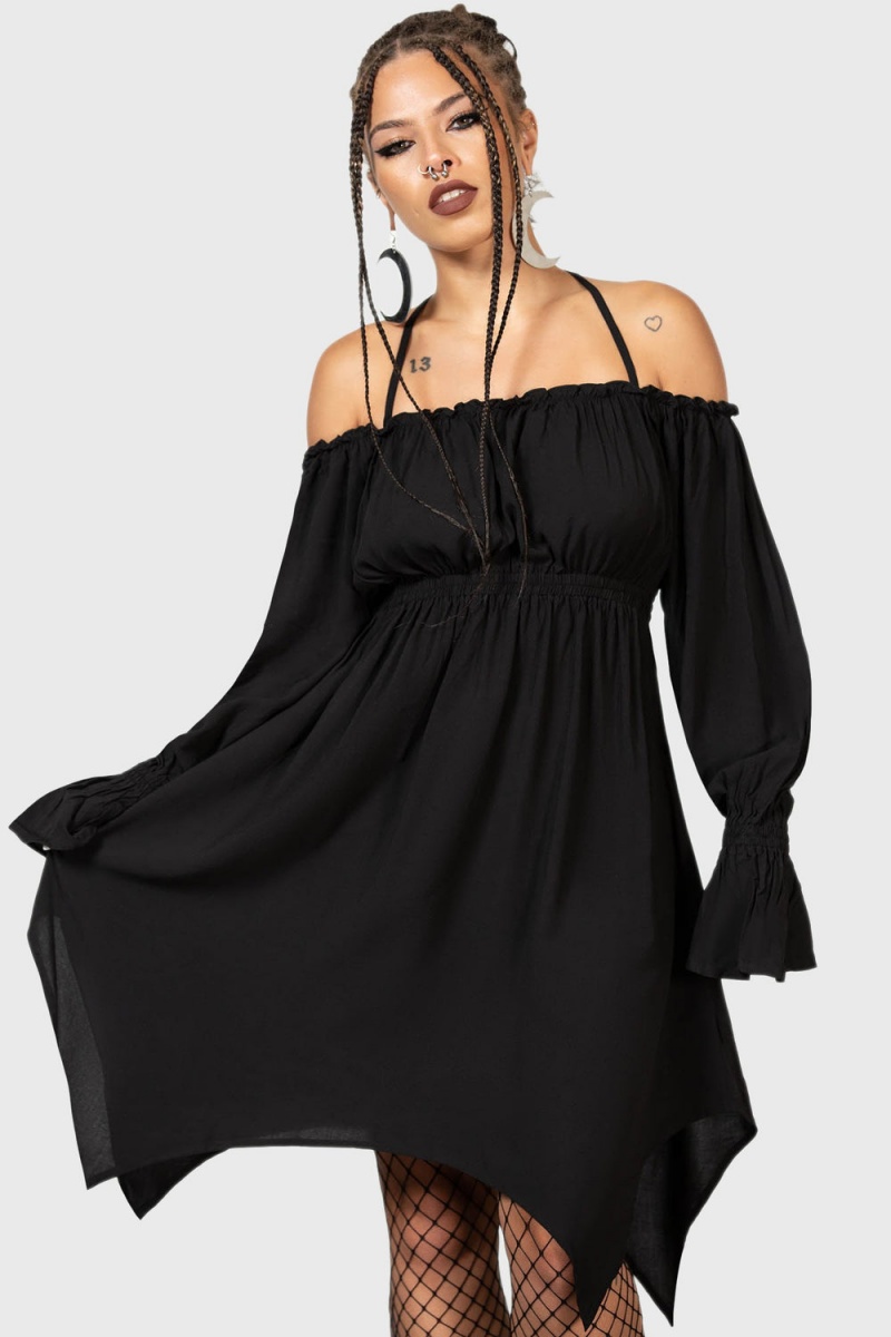 Killstar Feast Mood Vestido Negros | 01324-PMZA