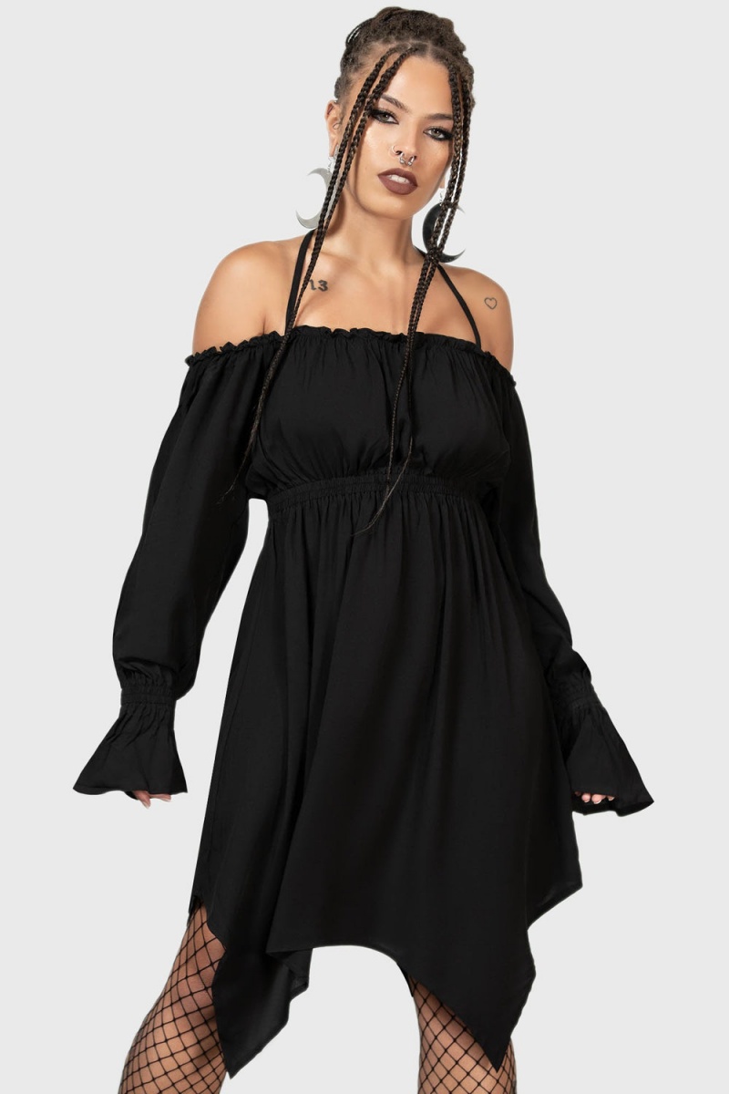 Killstar Feast Mood Vestido Negros | 01324-PMZA