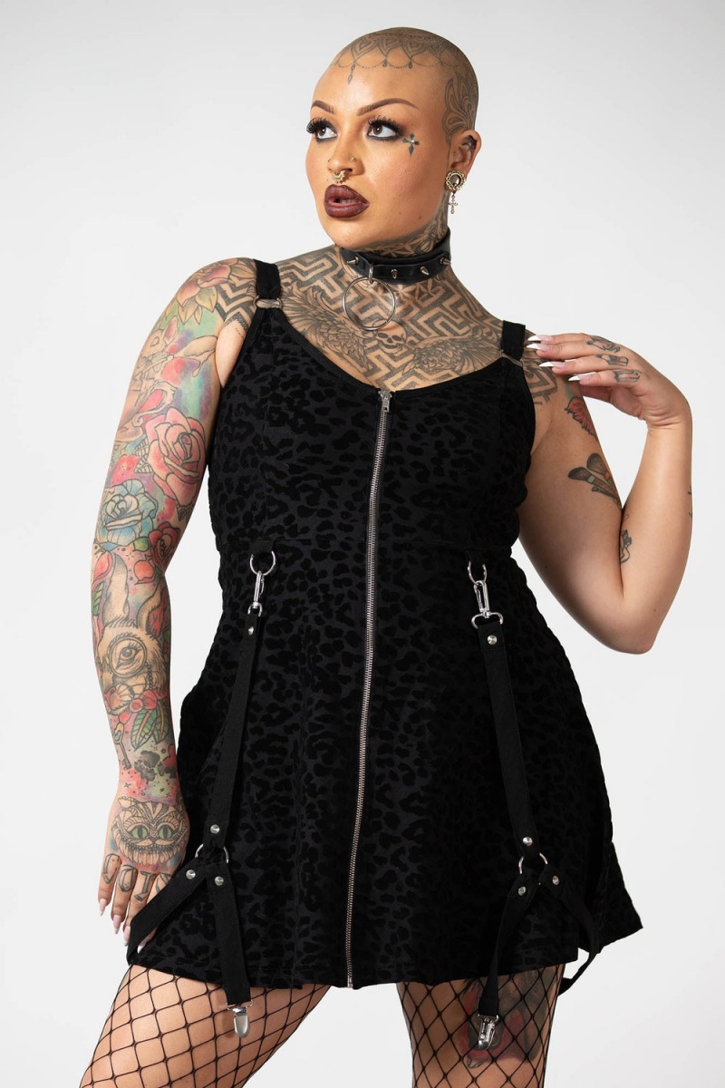 Killstar Feelin Purrty Skater Vestido Negros | 25487-NHQC