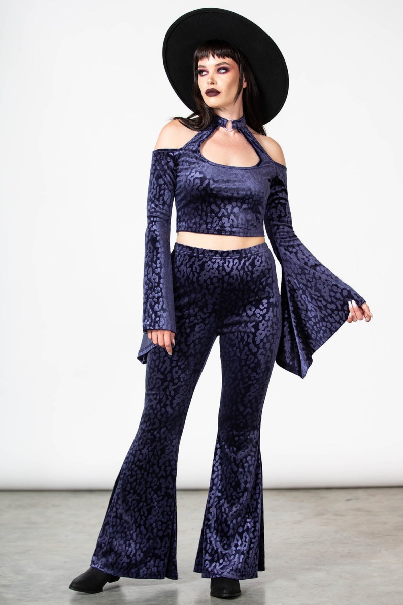 Killstar Felinology Crop Top [PLUM] Morados | 16409-MDLT