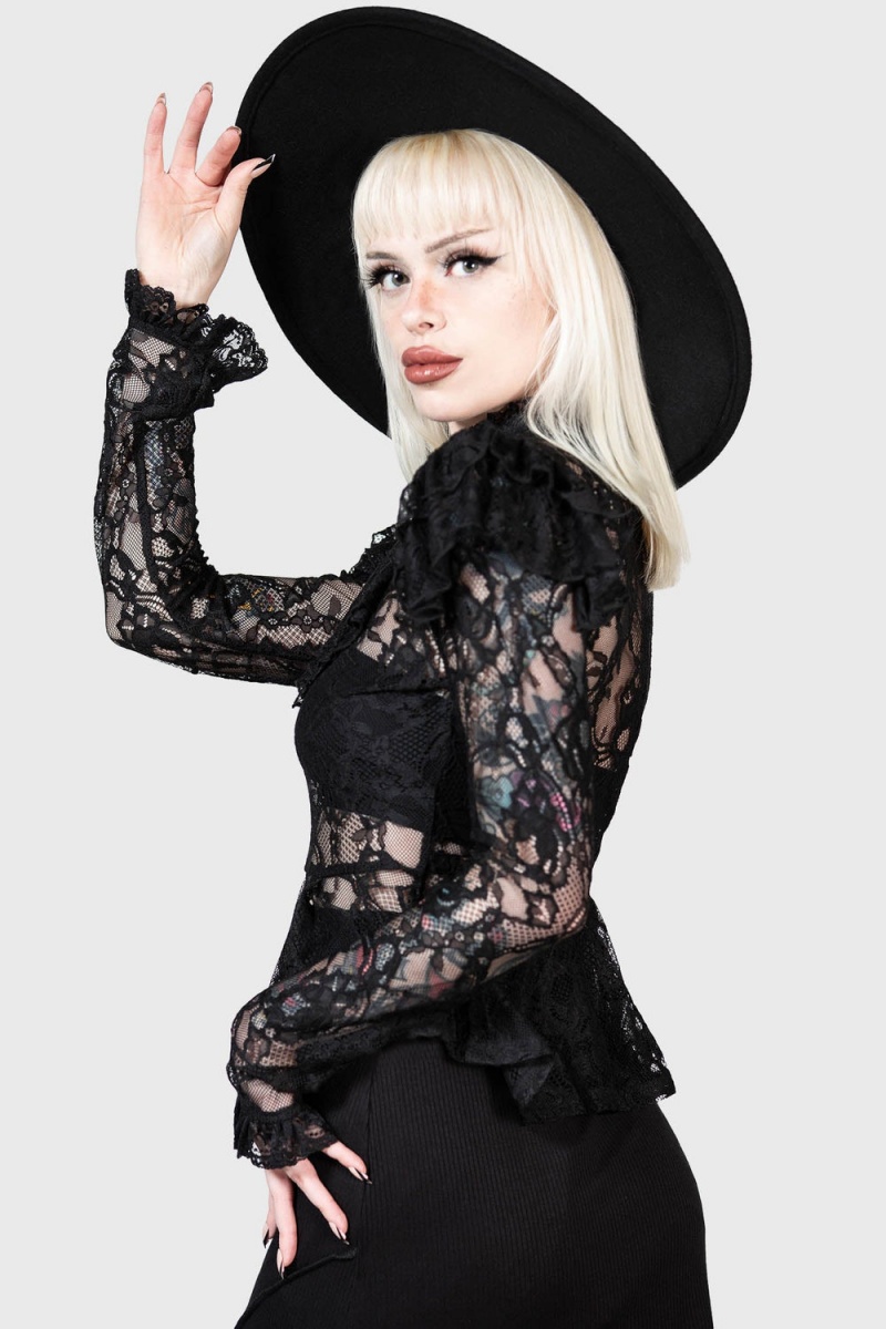 Killstar Fickle Feud Blouse Negros | 70269-VUWI