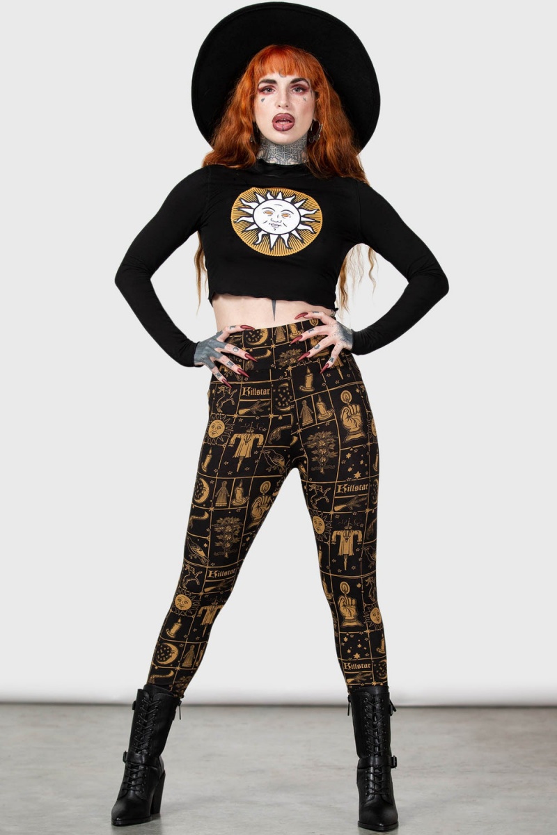 Killstar Folk Horror Leggings Negros | 52648-YHEO
