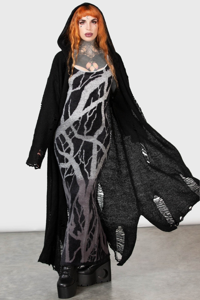 Killstar Forest Knit Vestido Negros | 74012-EUDP