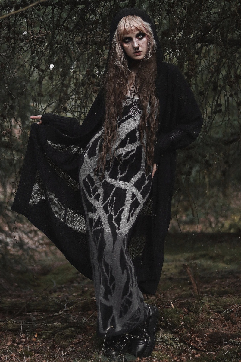 Killstar Forest Knit Vestido Negros | 74012-EUDP