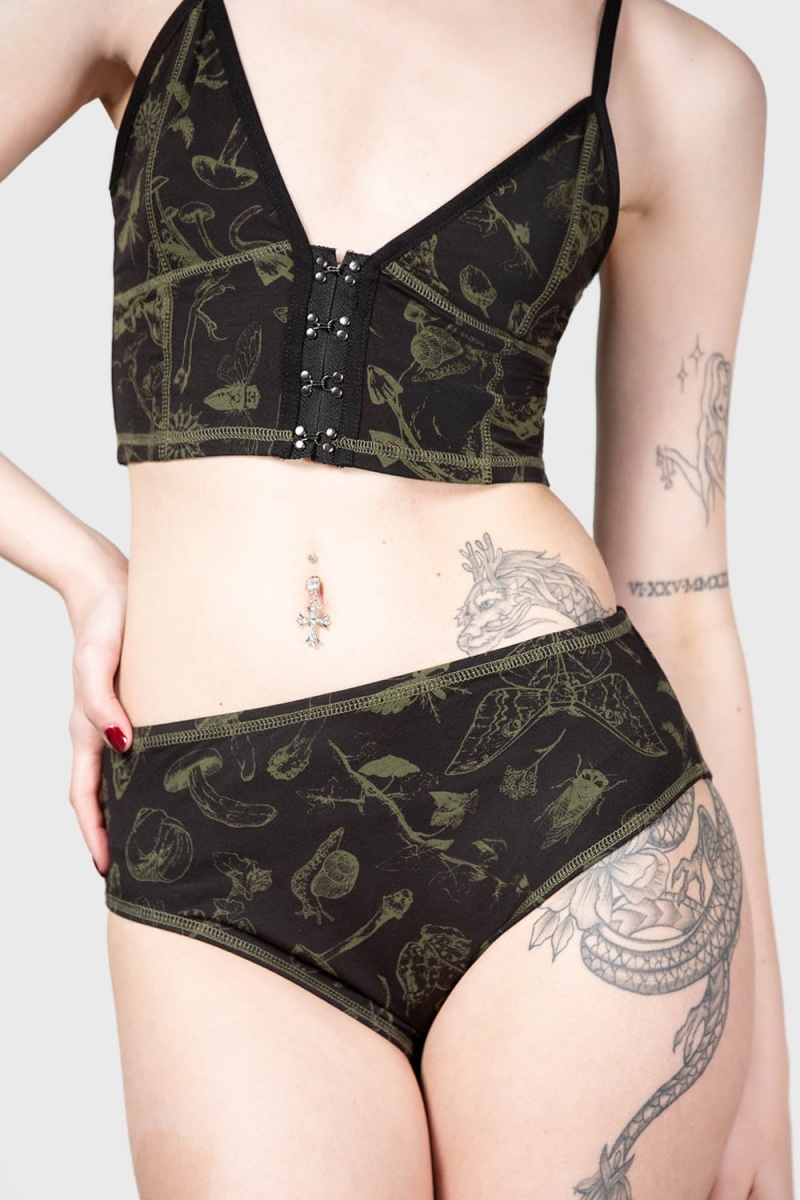 Killstar Forest Lush Panty Negros | 49316-NBQJ