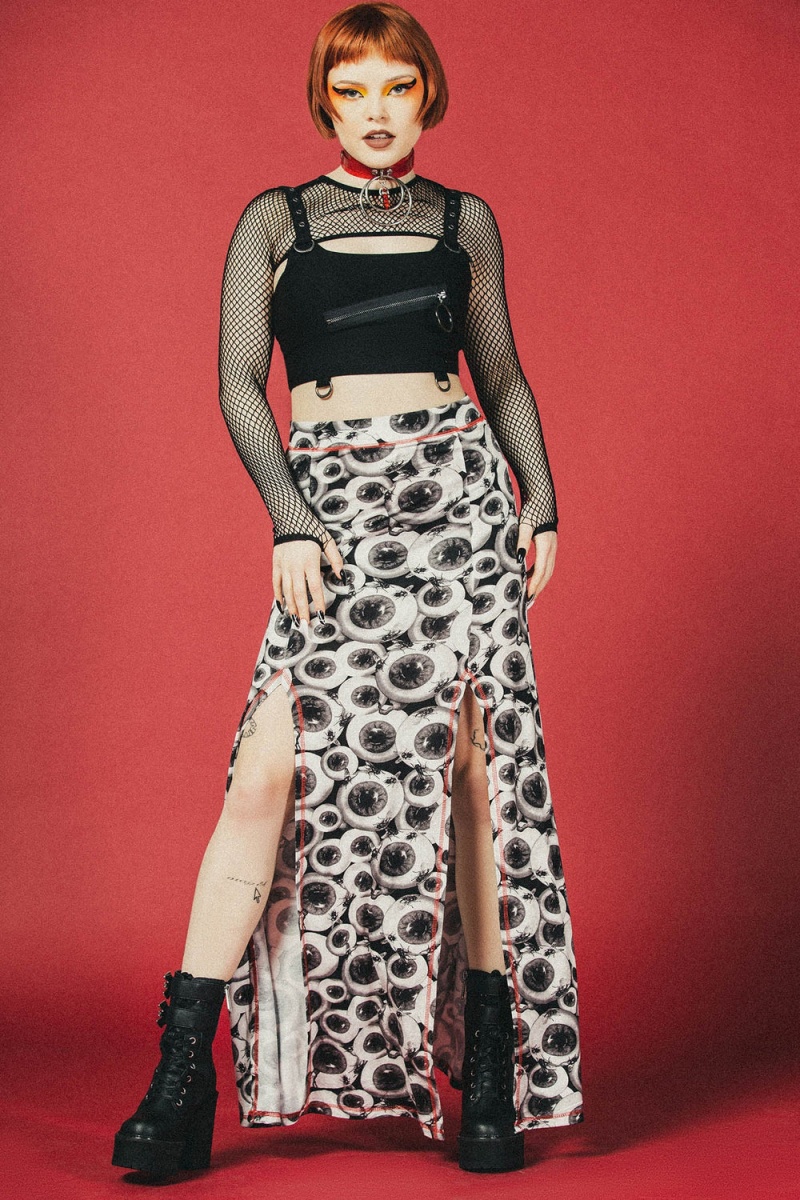 Killstar Four Flies Maxi Skirt Negros | 41836-JLFC