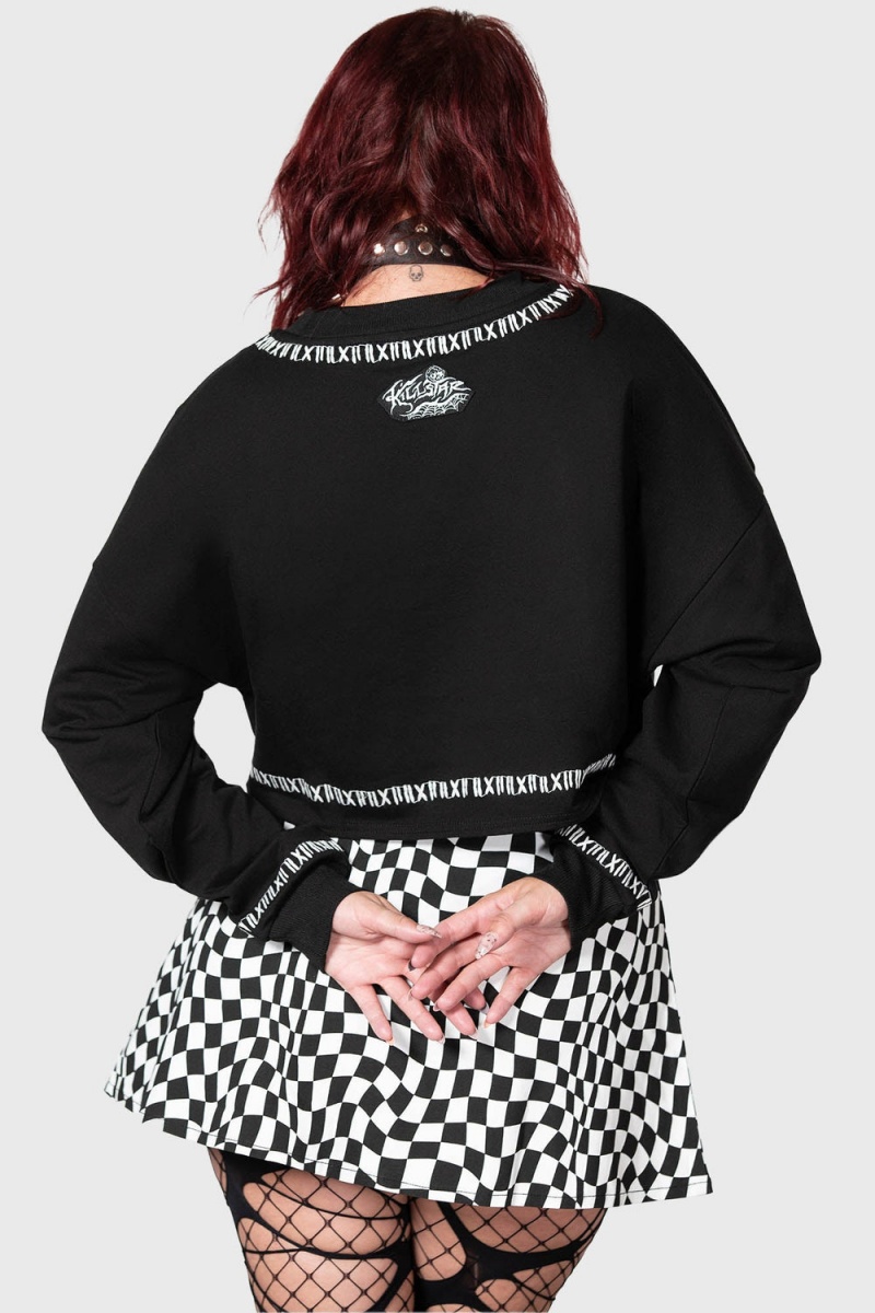 Killstar Fright N Terror Crop Sueter Negros | 48936-FVNJ