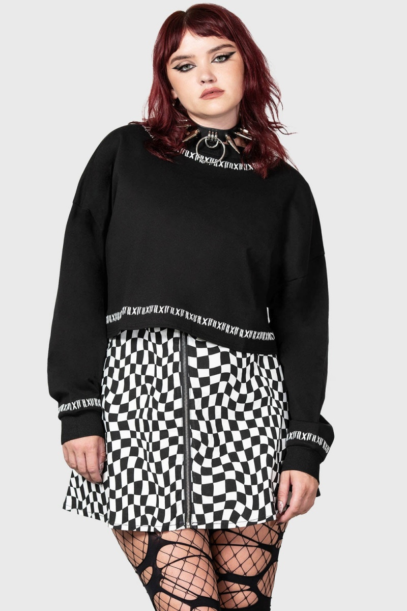Killstar Fright N Terror Crop Sueter Negros | 48936-FVNJ