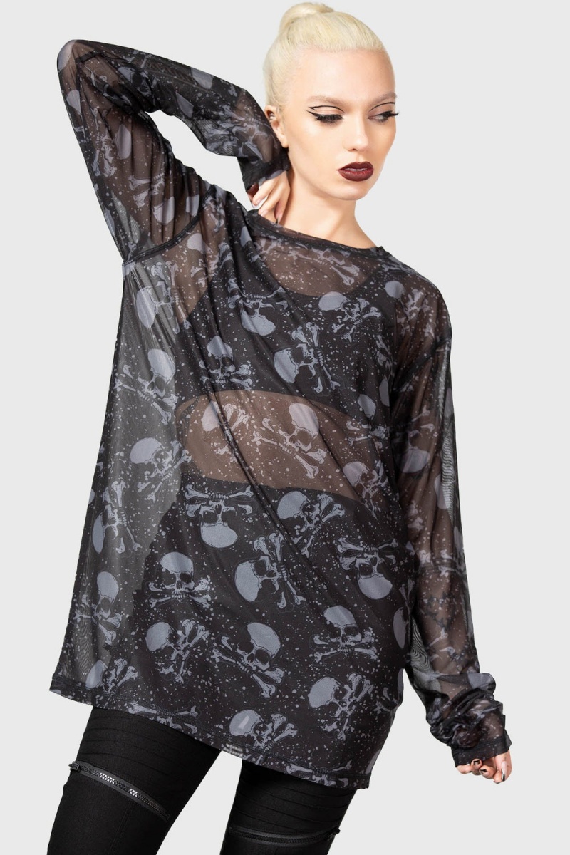 Killstar Fright Train Long Sleeve Top Negros | 20685-ODVU