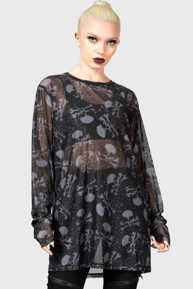 Killstar Fright Train Long Sleeve Top Negros | 35974-TKWF