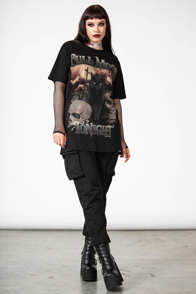 Killstar Full Moon T-Shirt Negros | 21453-EJWS