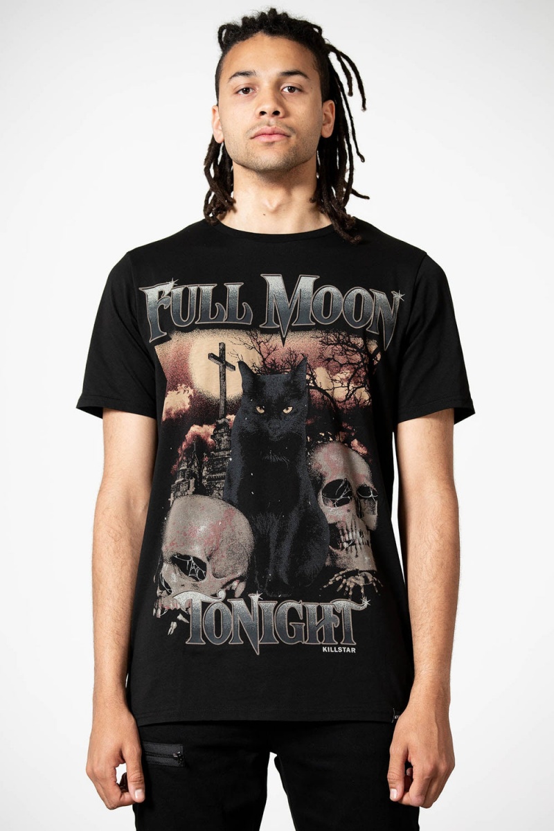 Killstar Full Moon T-Shirt Negros | 21453-EJWS