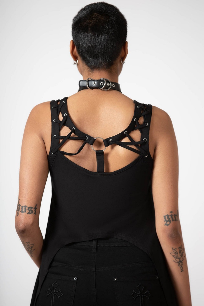 Killstar Furor Crop Top Negros | 73025-HOGJ