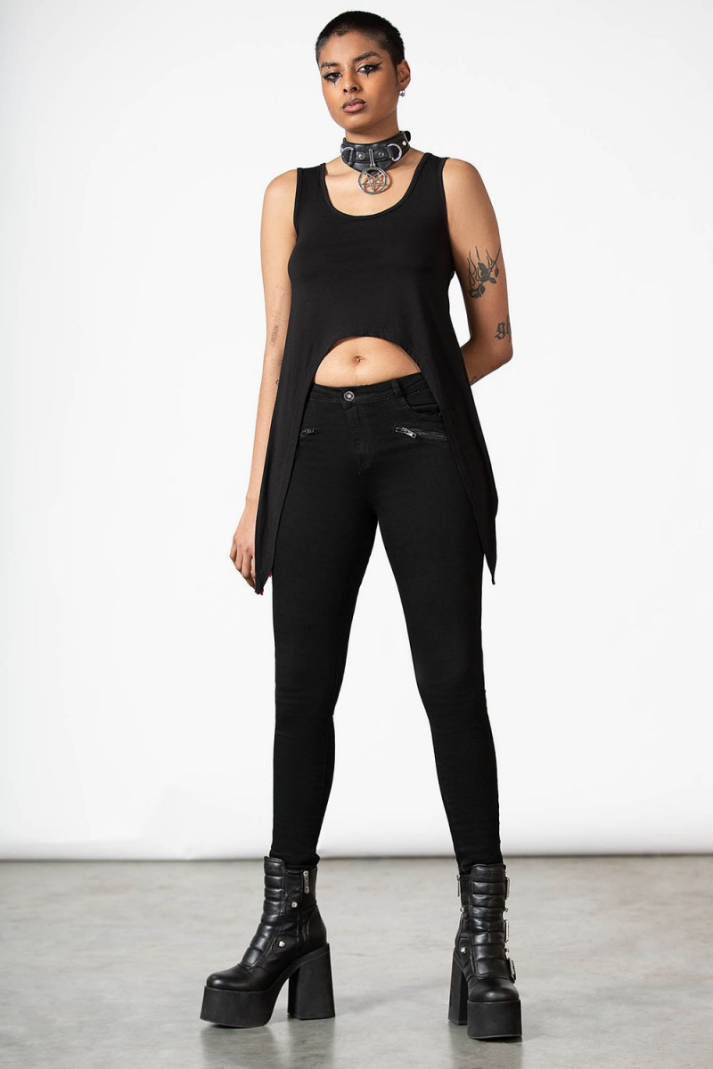 Killstar Furor Crop Top Negros | 73025-HOGJ