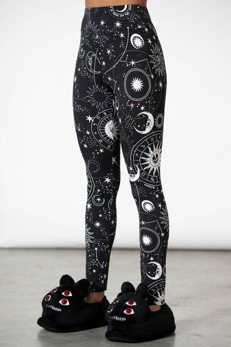 Killstar Galaxy Lounge Leggings Negros | 57104-ZEOG