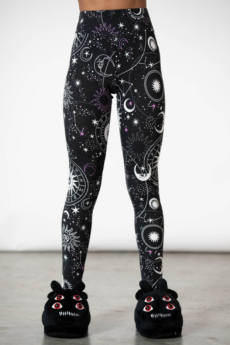 Killstar Galaxy Lounge Leggings Negros | 57104-ZEOG