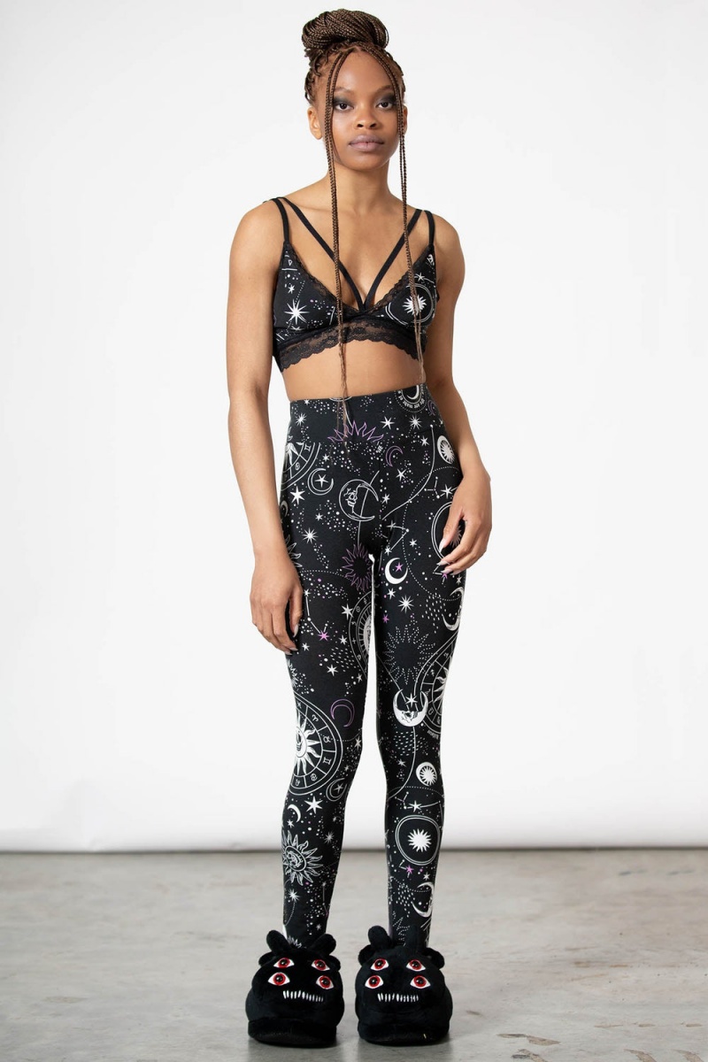 Killstar Galaxy Lounge Leggings Negros | 57104-ZEOG