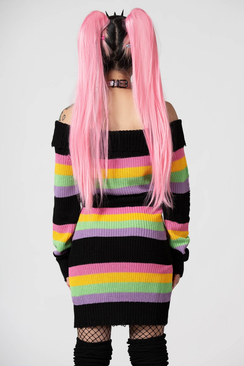 Killstar Good Vibes Knit Sueter Vestido Rainbow | 17962-LKWQ