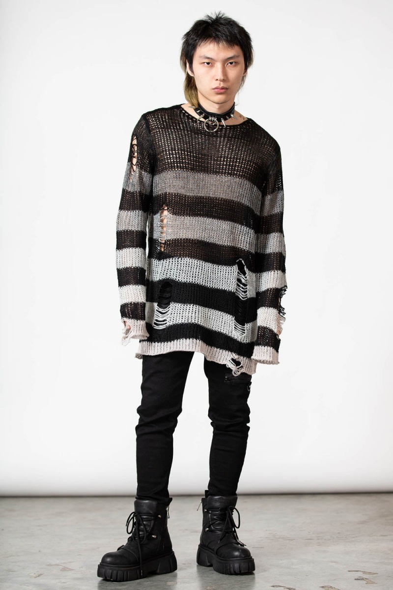 Killstar Grady Knit Sueter Grises | 71063-KYRI