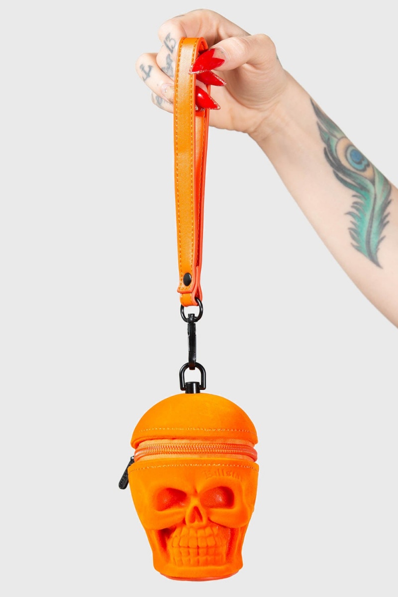 Killstar Grave Digger Coin Purse [ORANGE VELVET] Naranjas | 74368-KDWU