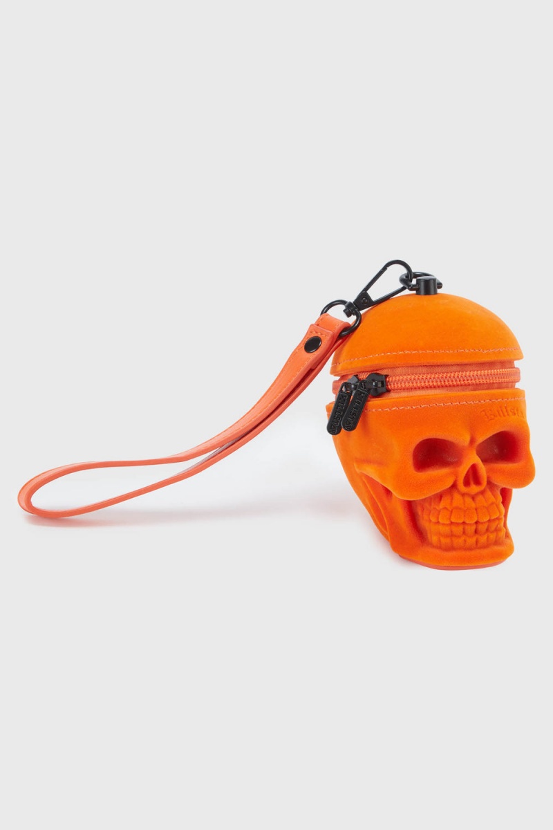Killstar Grave Digger Coin Purse [ORANGE VELVET] Naranjas | 74368-KDWU