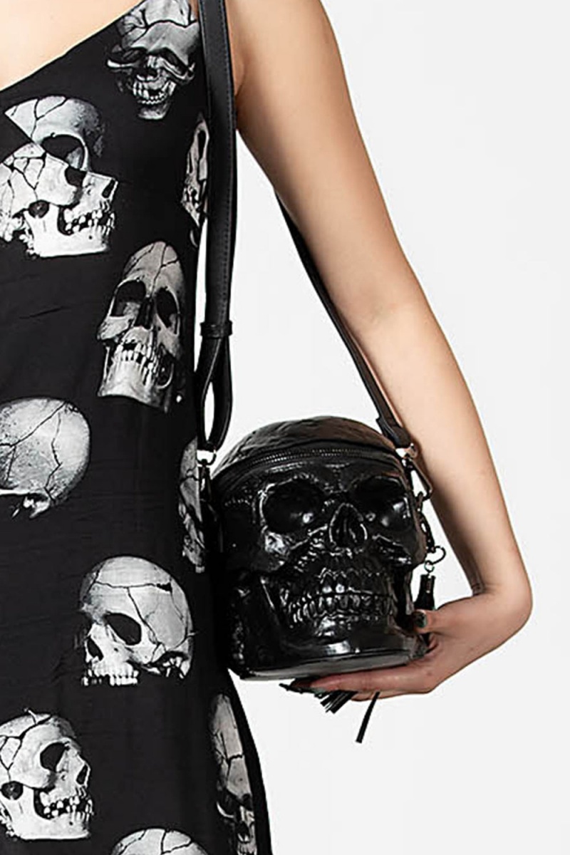 Killstar Grave Digger Skull Handbag [B] Negros | 49386-JXYK