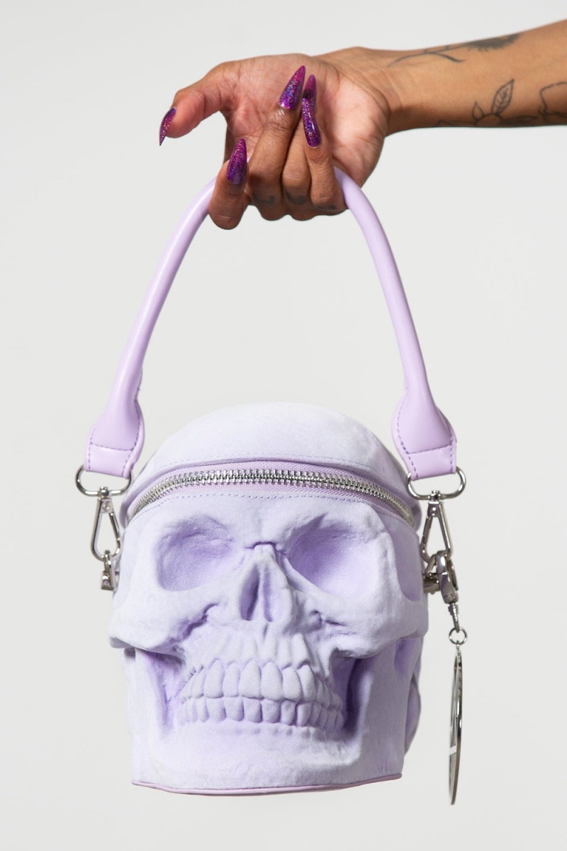 Killstar Grave Digger Skull Handbag [LILAC] Lilac | 59231-JYWO