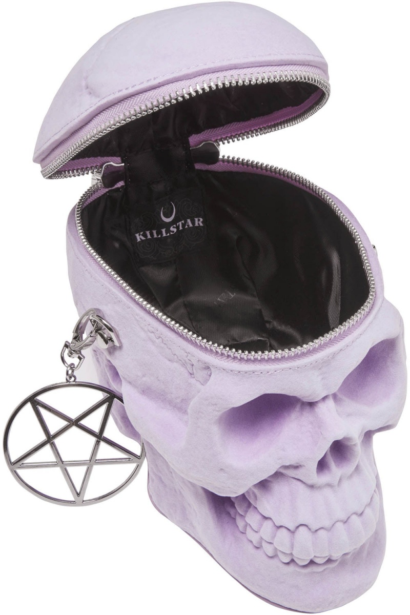 Killstar Grave Digger Skull Handbag [LILAC] Lilac | 59231-JYWO
