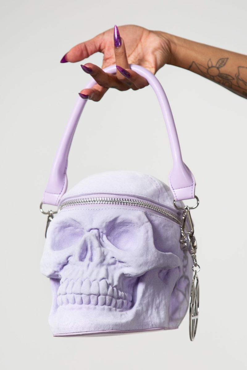 Killstar Grave Digger Skull Handbag [LILAC] Lilac | 59231-JYWO