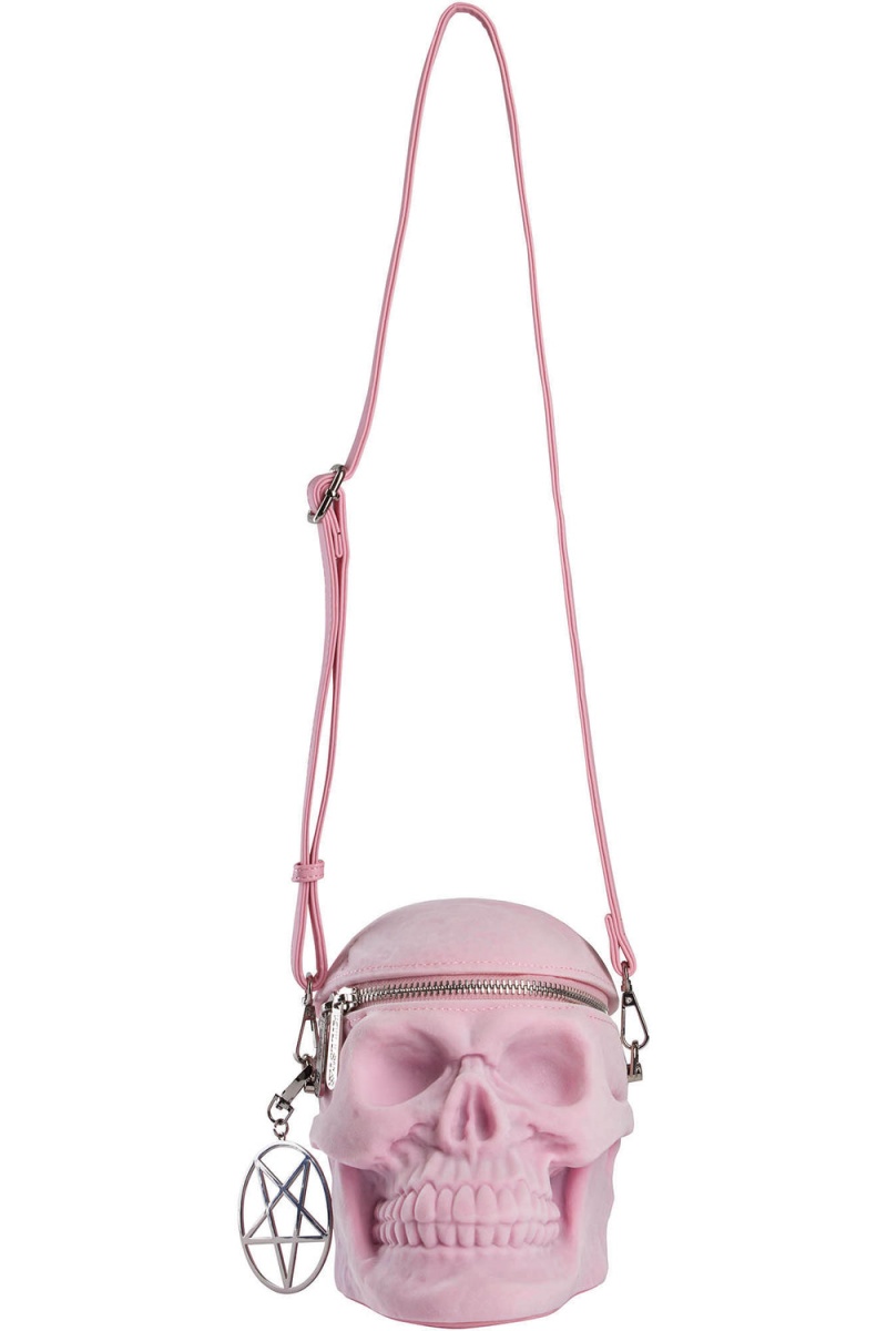 Killstar Grave Digger Skull Handbag [PASTEL PINK] Rosas | 73486-USXZ
