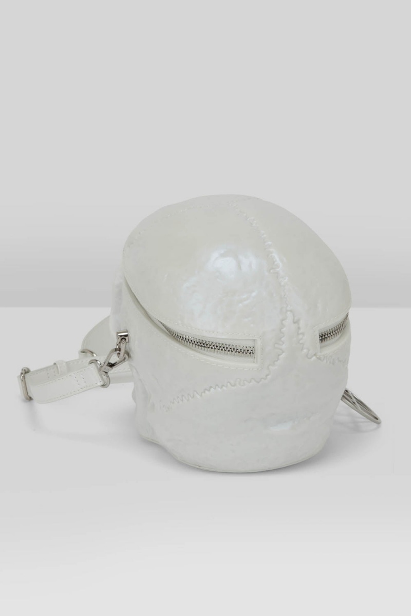Killstar Grave Digger Skull Handbag [PEARL] Blancos | 65014-AFTG