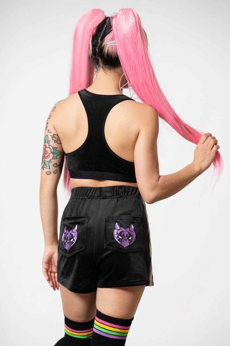 Killstar Groovy Velour Bralet Negros | 85073-VNOG