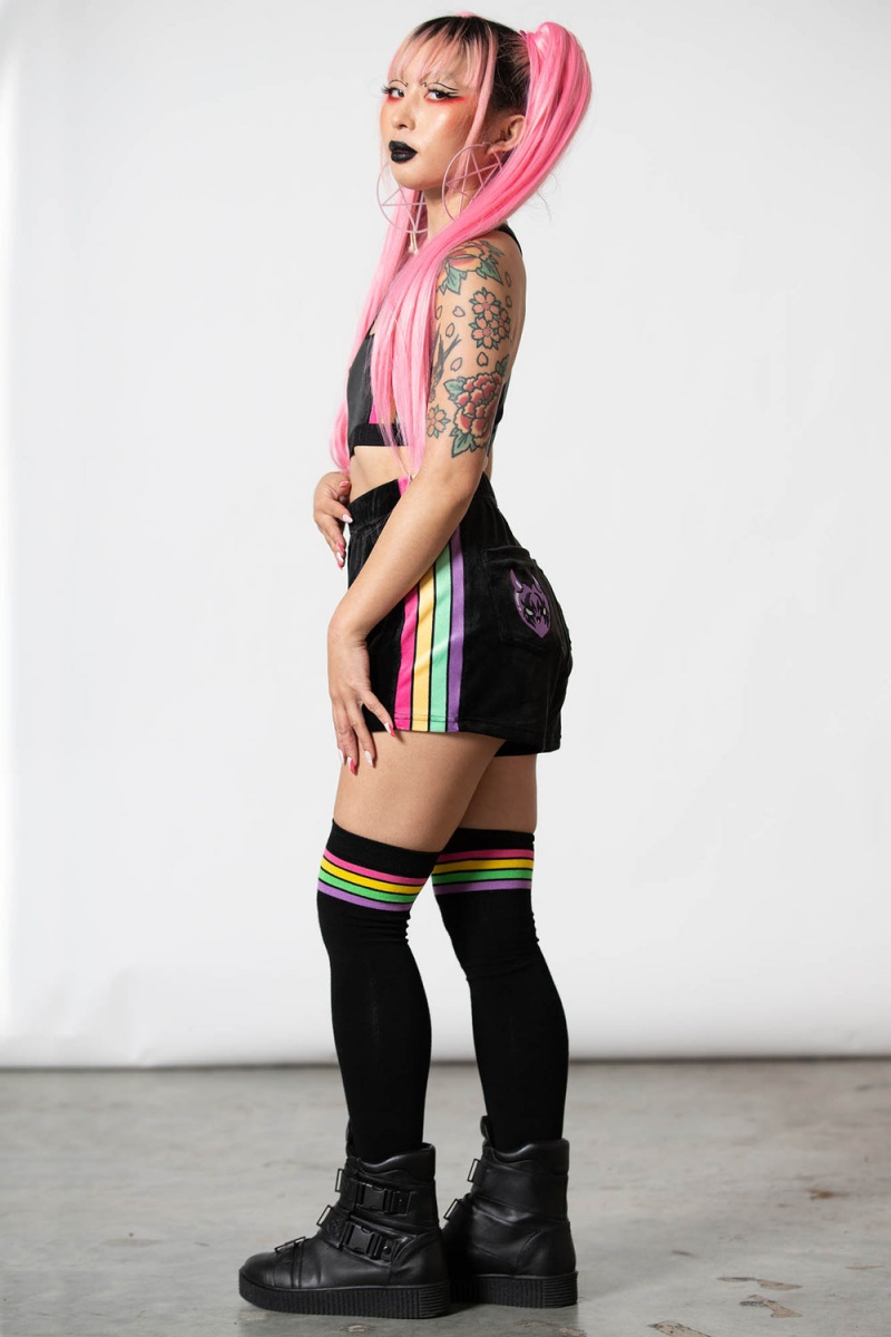 Killstar Groovy Velour Shorts Negros | 90532-LONV