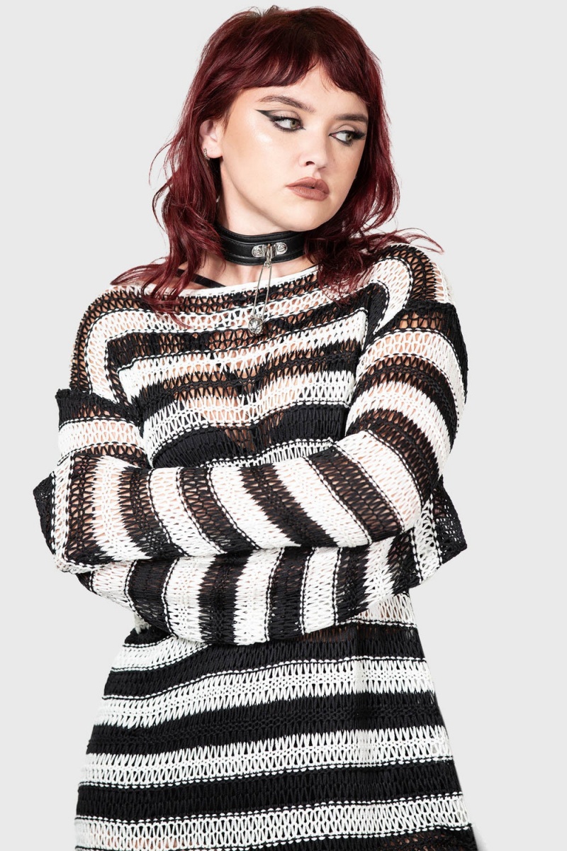 Killstar Grunge Sueter Negros Blancos | 14068-PVEG