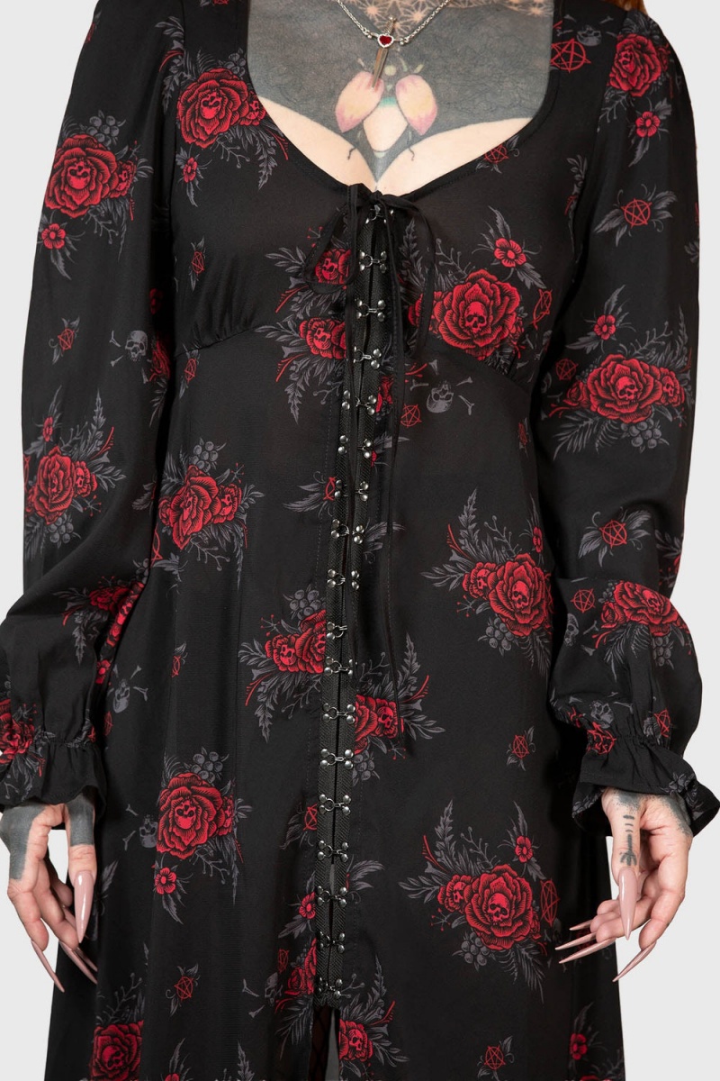 Killstar Hail Pandora Maxi Vestido Rojos | 57231-FMWT