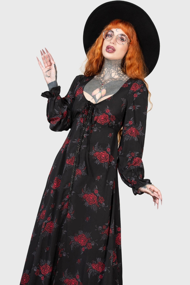 Killstar Hail Pandora Maxi Vestido Rojos | 57231-FMWT